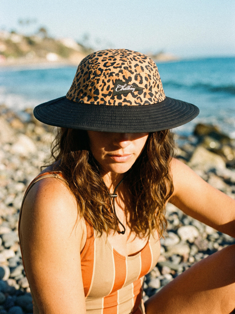 CHILLHANG Leopard Print Wide-Brim Sun Hat Leopard ChillHang | Snowears.com