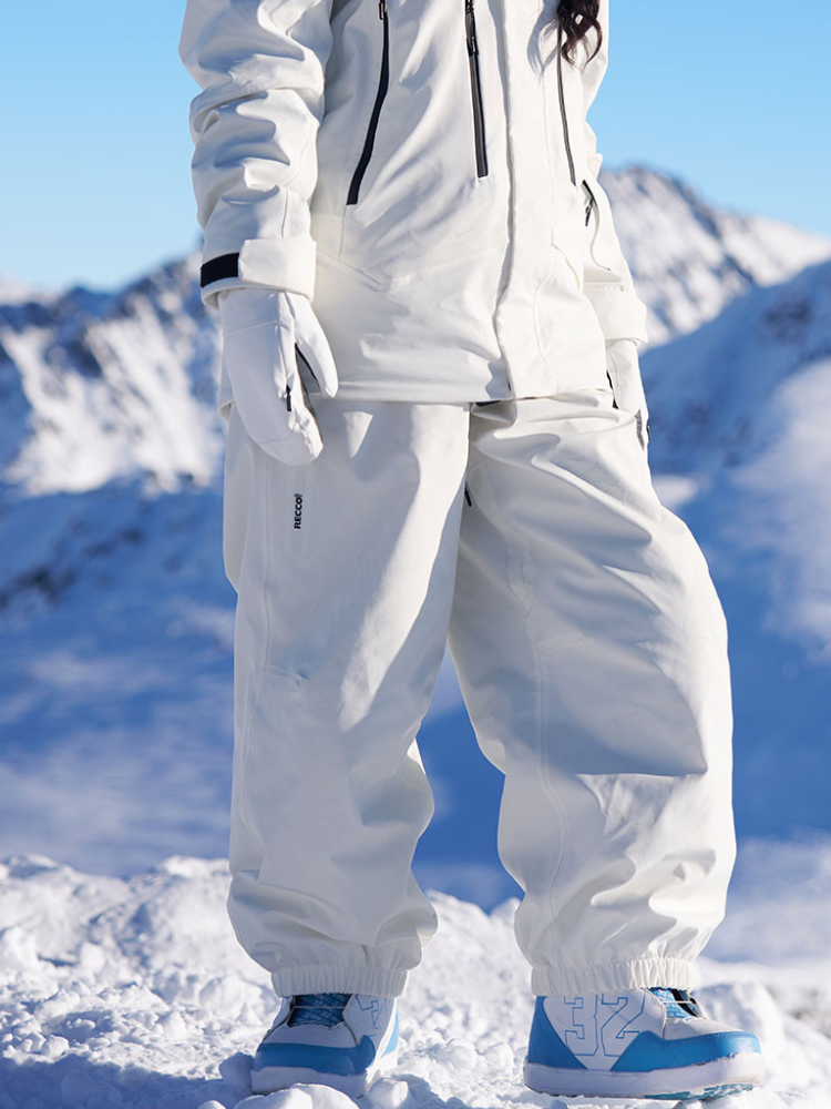 Highker Motion RECCO® Baggy Snow Trousers - Unisex White High Experience | Snowears.com