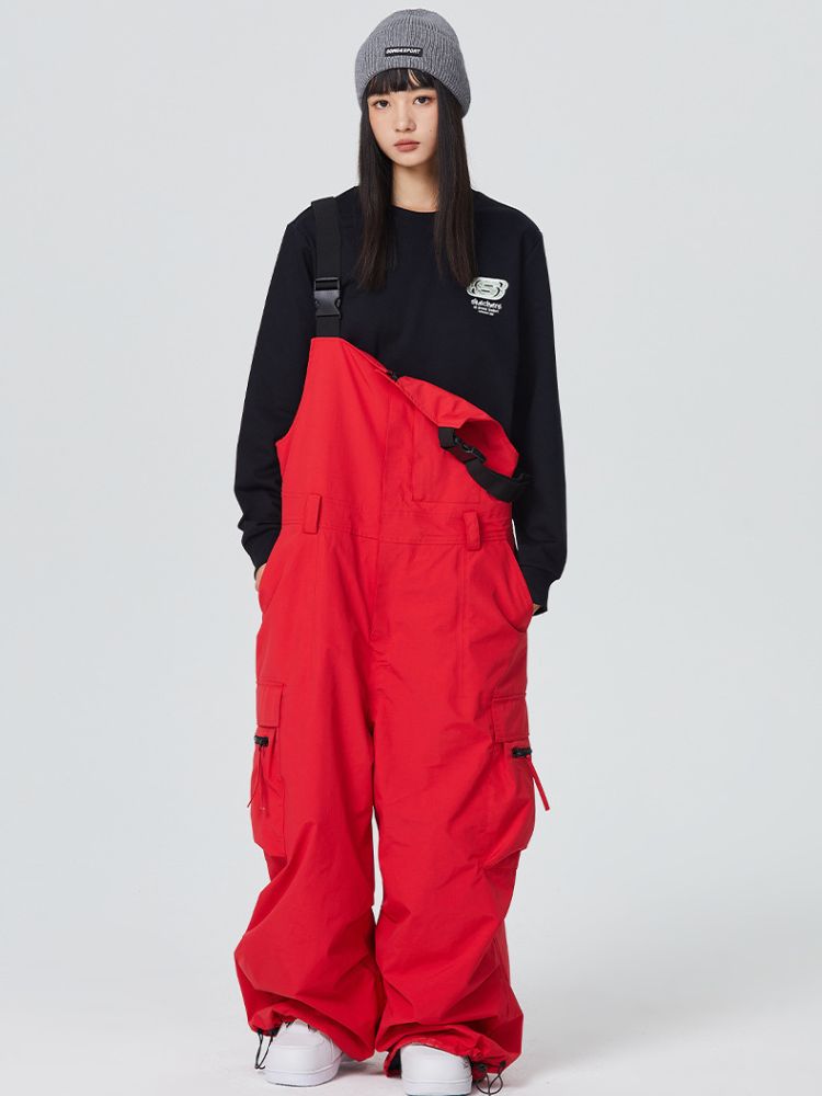 Searipe 3L Side Release Buckle Belt Baggy Snow Bibs - Women's Red Searipe | Snowears.com