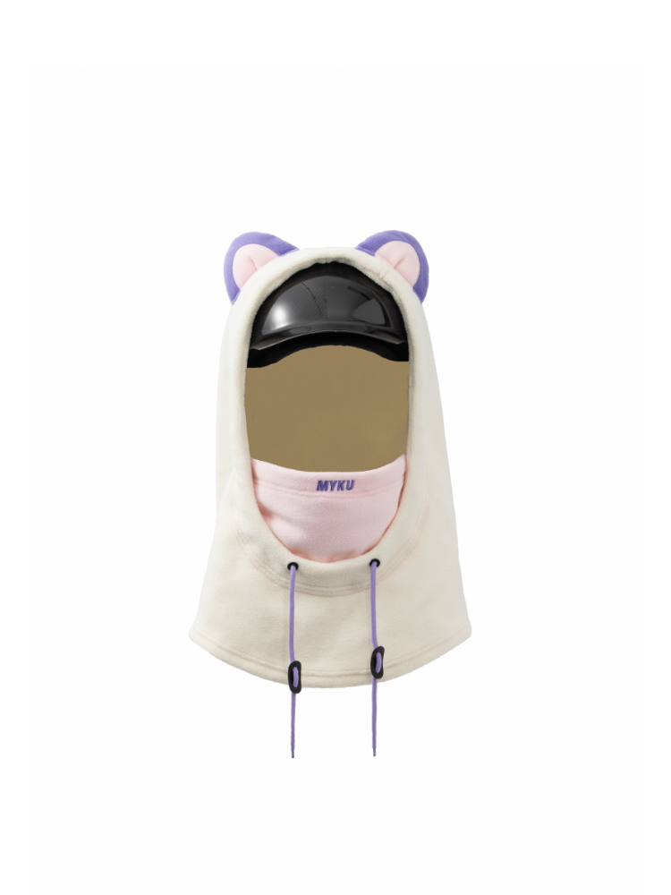 MYKU YEKE Cute Snow Helmet Hood White Kitty MYKU | Snowears.com