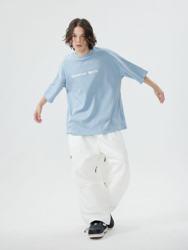 Zenventure White Loose Fit Short Sleeve - Snowears-snowboarding skiing jacket pants accessories