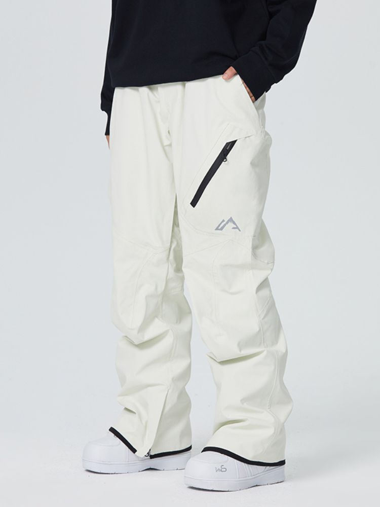 Searipe Diagonal Zipper Snow Pants - Men's White Searipe | Snowears.com