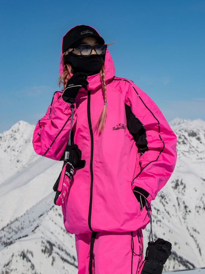 Tolasmik TK PRO+ Printed Stitching Pink Snow Jacket - Women's - Snowears- Womens snowboard/Ski Jackets