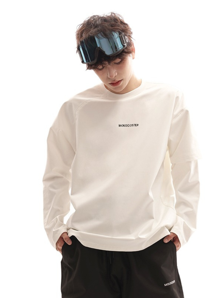 Molocoster Double Layer Sleeves Sweatshirt - Unisex White Molocoster | Snowears.com