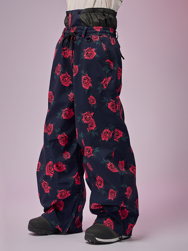 Doorek Rose Print Baggy Snow Pants - Unisex