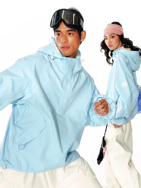 LITAN Sky Blue Soft Shell Pullover - Unisex - Snowears- Jackets