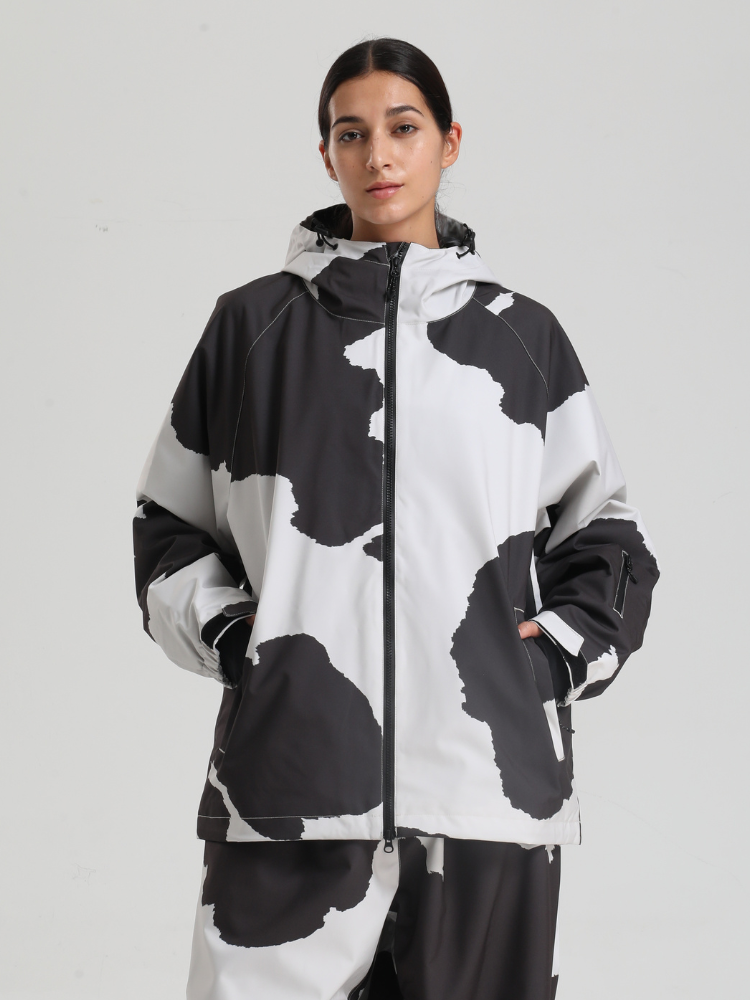 Gsou Snow Bold Cow Print Snow Jacket – Women's Black&White Gsou Snow | Snowears.com