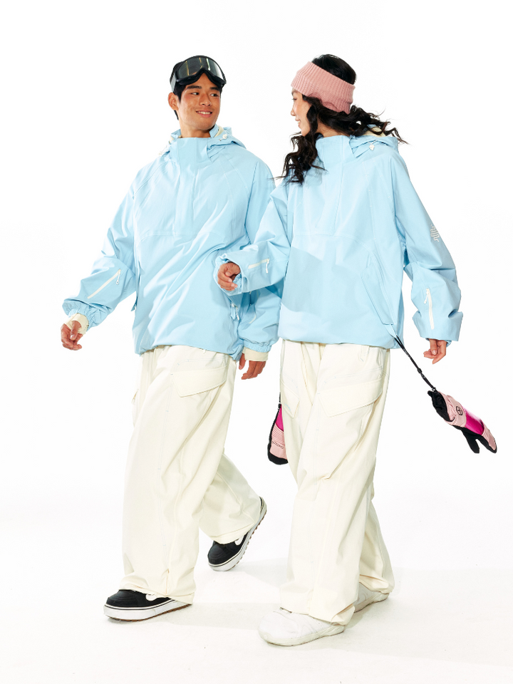 LITAN White Cargo Baggy Snow Pants - Unisex | Snowears LITAN White Cargo Baggy Snow Pants - Unisex | Snowears