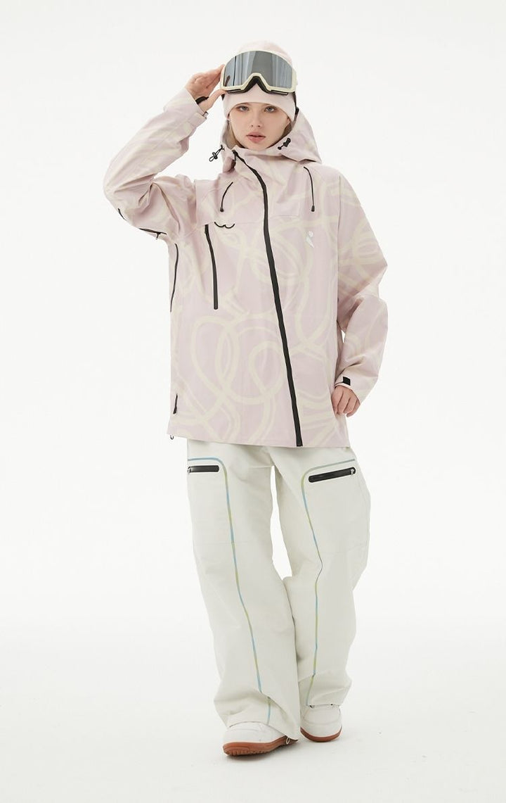 RandomPow Freestyle Light Pink RECCO® Shell Jacket - Snowears-snowboarding skiing jacket pants accessories