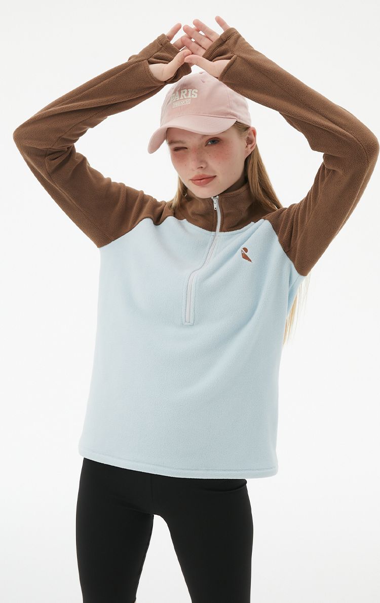 RandomPow Women's Colorblock Mid Fleece Pullover Brown RandomPow | Snowears.com
