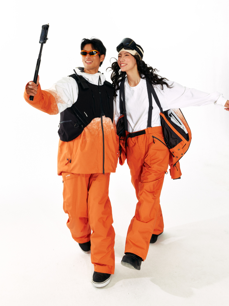 LITAN Alpine Teflon Suspender Orange Pants - Unisex - Snowears- bib pants