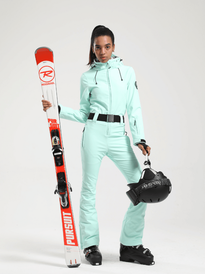 Gsou Snow Belted Flare Slim Ski Jumpsuit - Women's - Snowears- One-piece ski suits