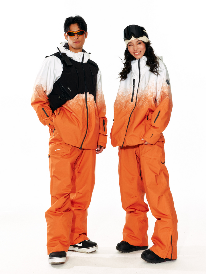 LITAN Alpine Teflon Suspender Orange Pants - Unisex - Snowears- bib pants