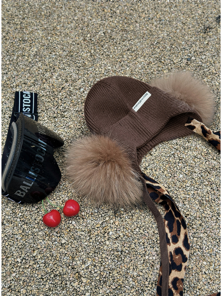 BCG Retro Fluffy Leopard Beanie - Snowears- beanie