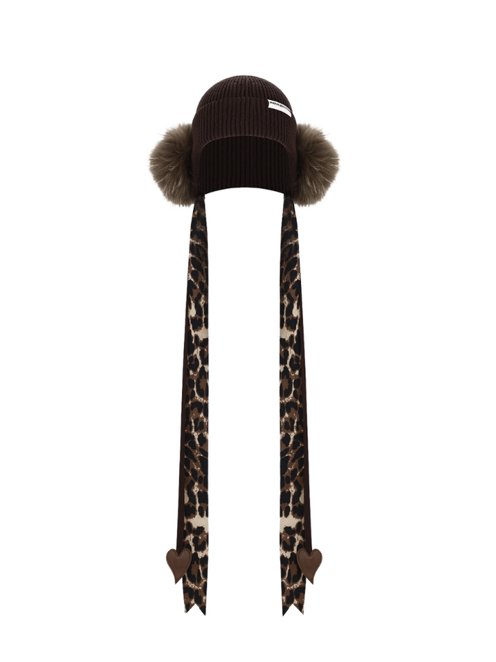 BCG Retro Fluffy Leopard Beanie - Snowears- beanie