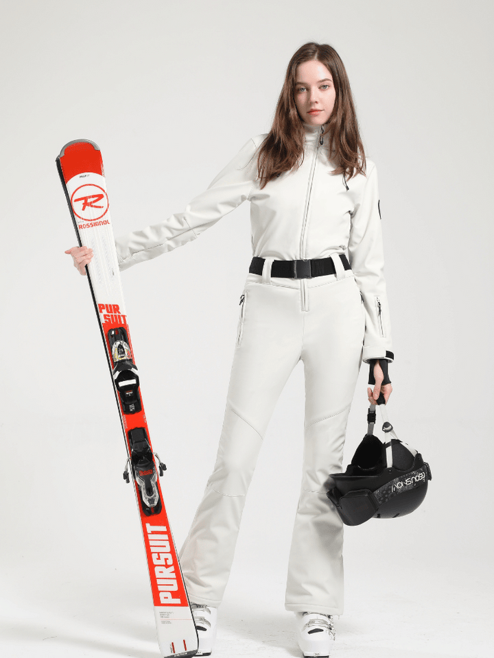 Gsou Snow Belted Flare Slim Ski Jumpsuit - Women's - Snowears- One-piece ski suits