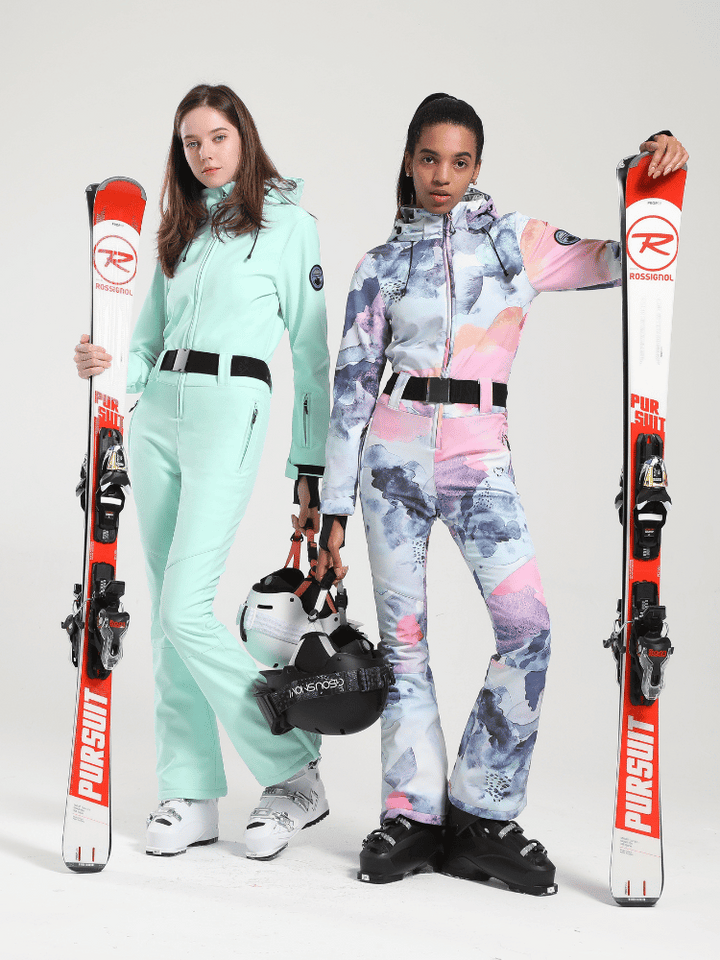 Gsou Snow Belted Flare Slim Ski Jumpsuit - Women's - Snowears- One-piece ski suits