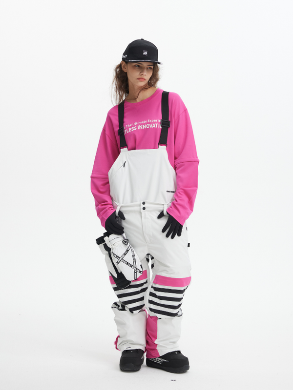 Tolasmik X Banana Hook Premium White Bib Pants - Unisex - Snowears- bibs