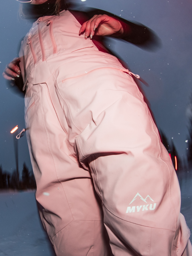 MYKU Arctic 3L Fleece Lined Snow Bibs - Unisex Pink MYKU | Snowears.com