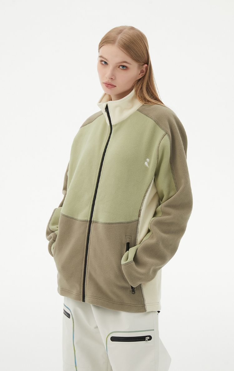 RandomPow Colorblock Mid Fleece Jacket - Unisex - Snowears- base layer