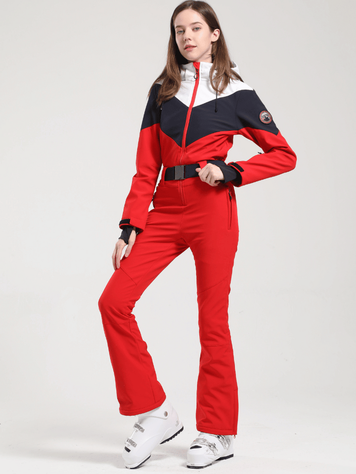 Gsou Snow Retro Belted Slim Ski Jumpsuit - Women's - Snowears- One Piece