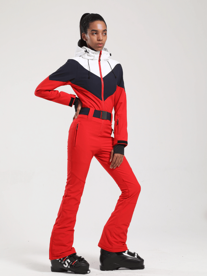 Gsou Snow Retro Belted Slim Ski Jumpsuit - Women's - Snowears- One Piece