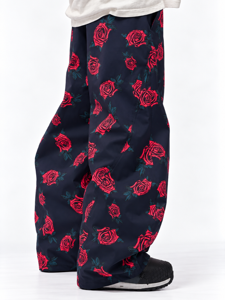 Doorek Rose Print Baggy Snow Pants - Unisex Doorek | Snowears.com