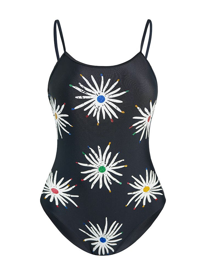 Chicsea Summer Beach Women Floral One-Piece Swimsuit - Snowears- swimwear