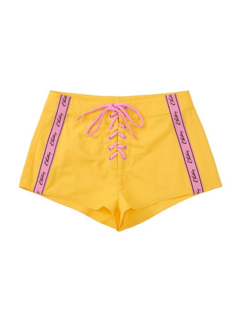 CHILLHANG Retro High Waist Board Shorts Yellow ChillHang | Snowears.com