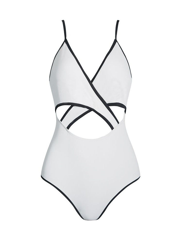 Chicsea Summer Beach Women White One-Piece Swimsuit - Snowears- swimwear