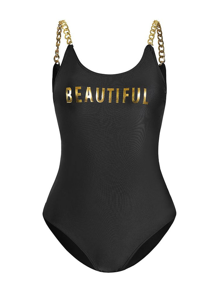 Metal Straps Summer Swimsuit One Piece