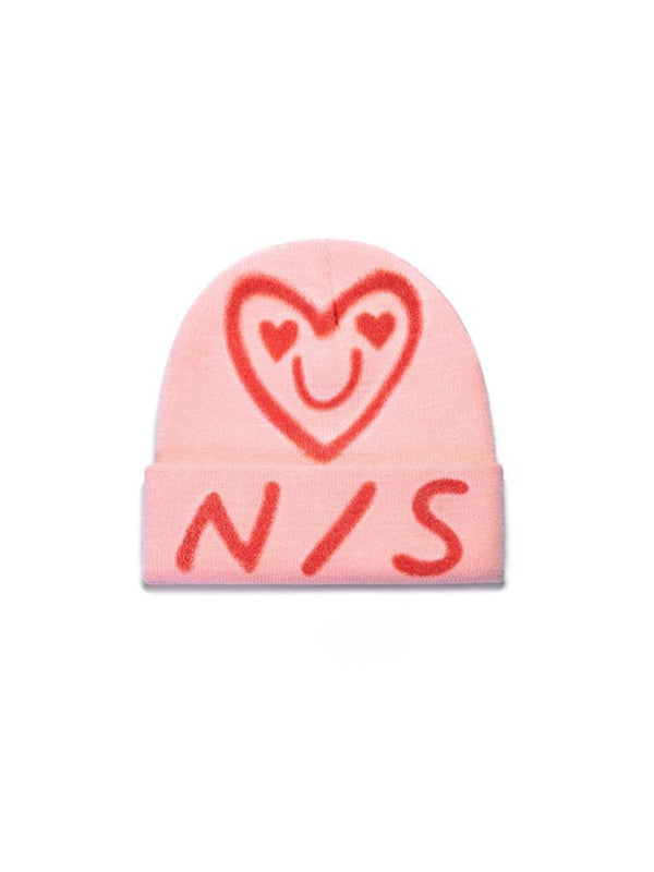NIS Winter Heart Shaped Knitted Beanie Pink Nowinsnow | Snowears.com