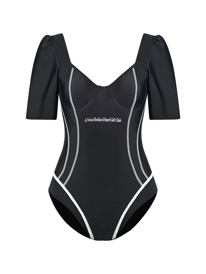 Sporty Block Stitching One-Piece Swimsuit - Women's - Snowears- swimwear