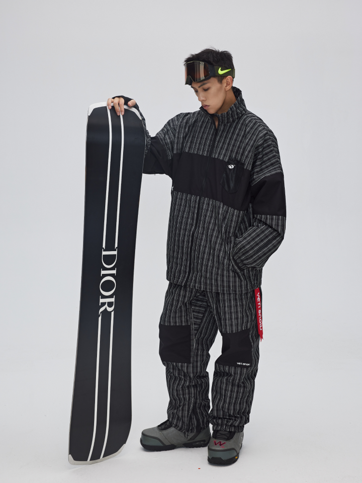 Yetisnow Chequered Black Pants - Snowears-snowboarding skiing jacket pants accessories
