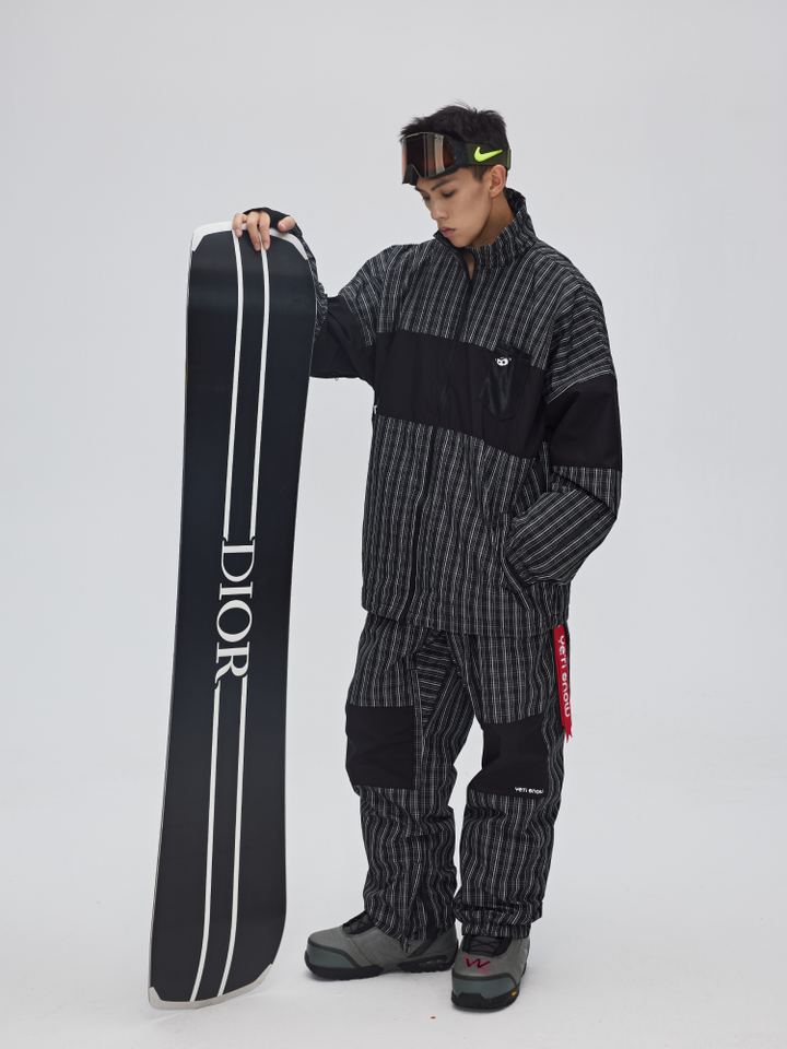 Yetisnow Chequered Black Jacket - Snowears-snowboarding skiing jacket pants accessories