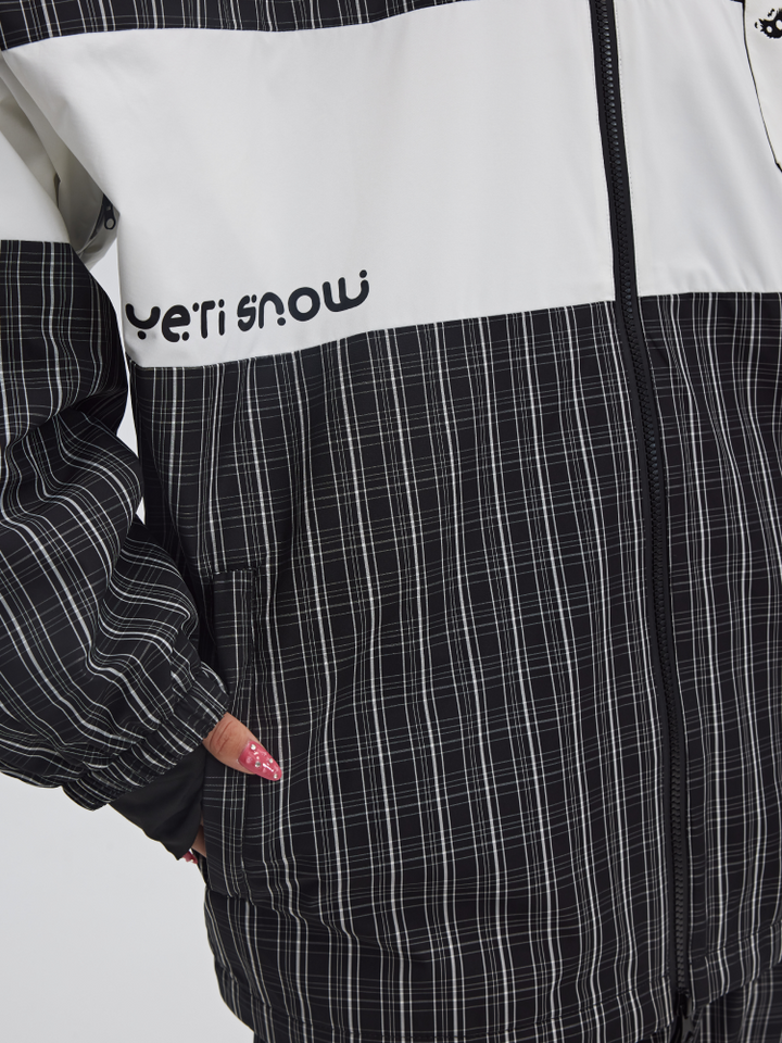 Yetisnow Chequered Black Jacket - Snowears-snowboarding skiing jacket pants accessories