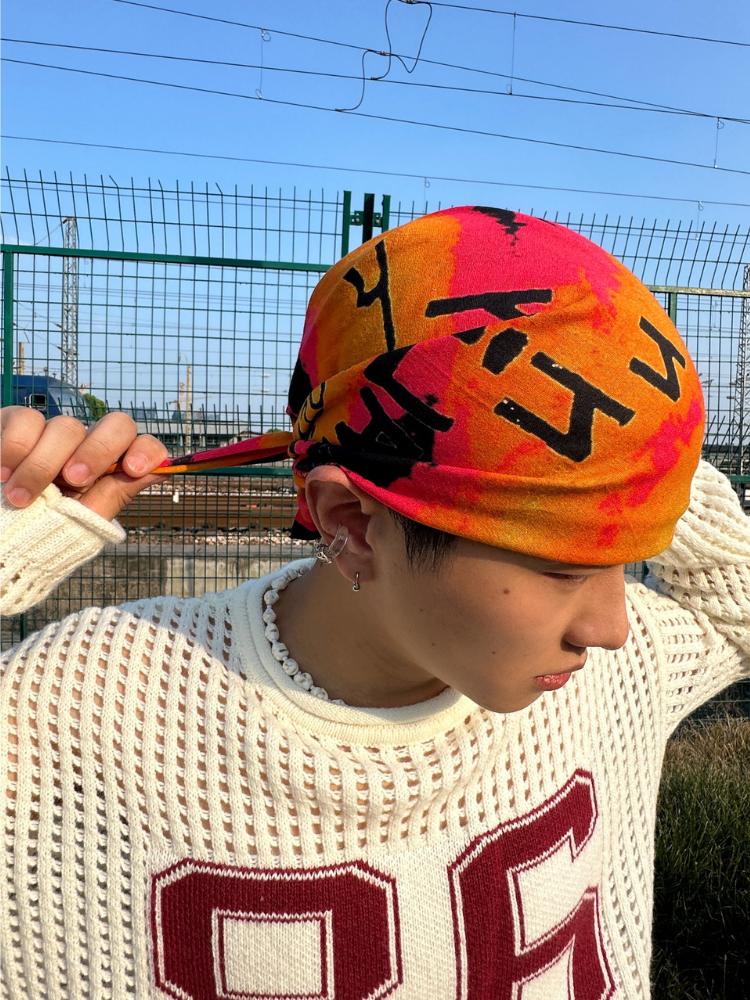 Bold Orange Stripe Bandana KALIN | Snowears.com