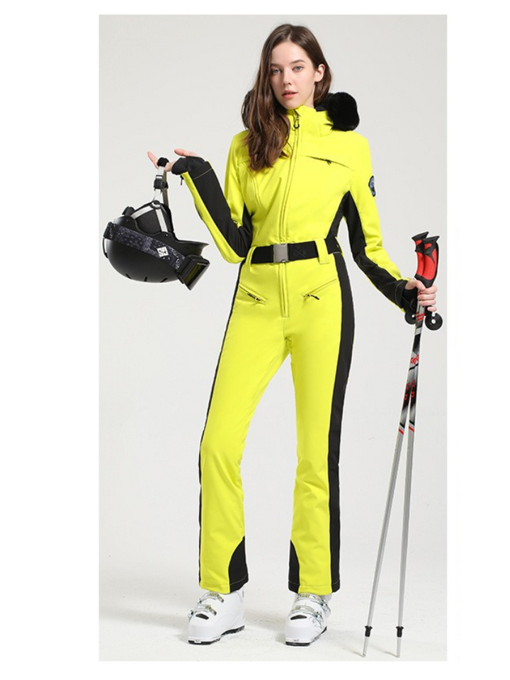 Gsou Snow Women's Faux-Fur Ski Jumpsuit - Snowears-snowboarding skiing jacket pants accessories