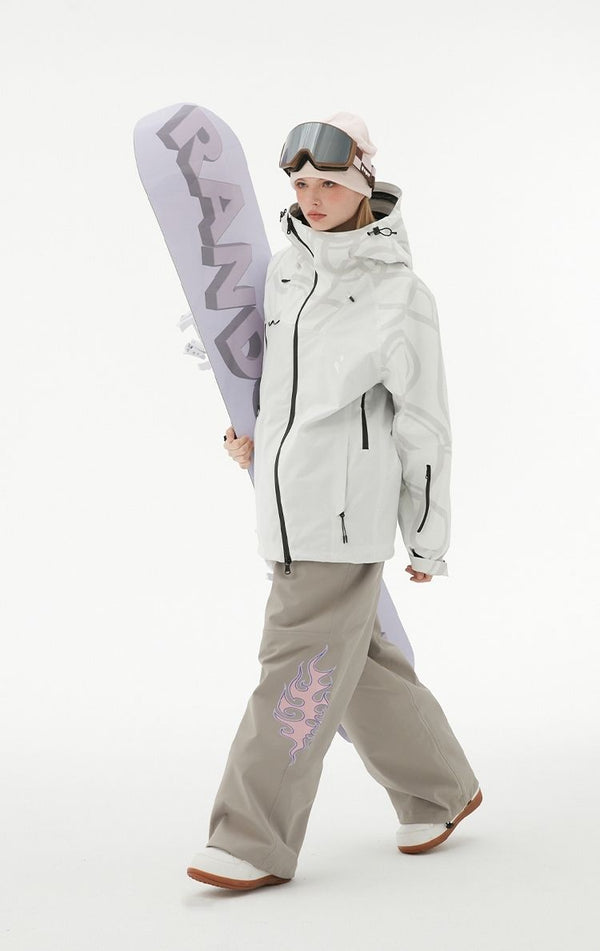 RandomPow Freestyle White RECCO® Shell Jacket - Snowears-snowboarding skiing jacket pants accessories