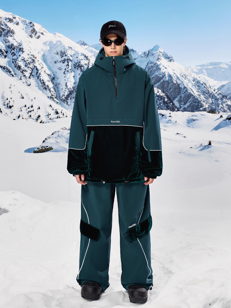 RenChill 3L Green Velvet Baggy Snow Suit - Unisex Green Renchill | Snowears.com