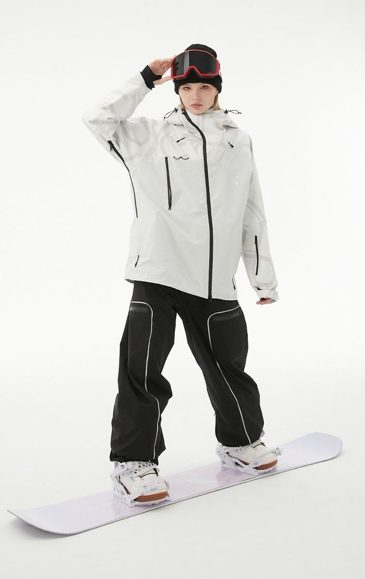 RandomPow Freestyle White RECCO® Shell Jacket - Snowears-snowboarding skiing jacket pants accessories
