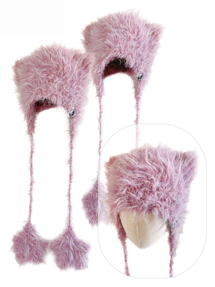 F4NFAN Original Handmade Cat Ear Beanie Pink One Size F4NFAN | Snowears.com