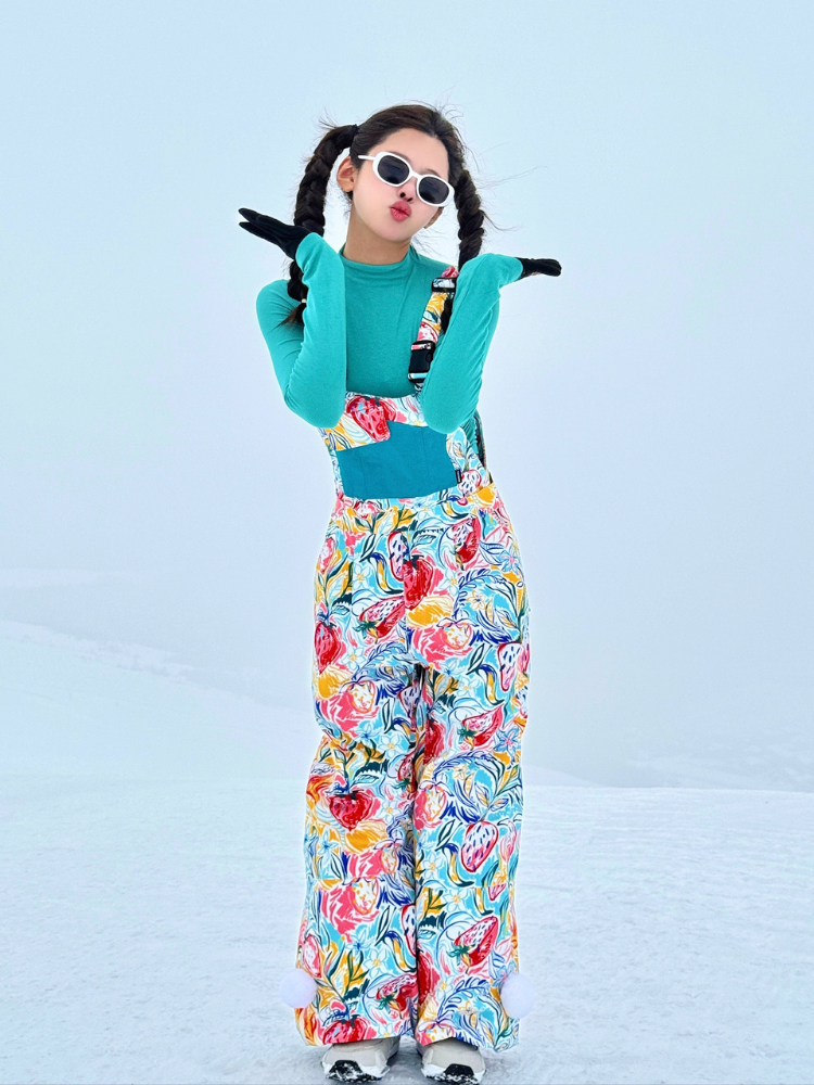 RenChill Glacier Floral 3L Ski Bibs [Limited Region] Renchill | Snowears.com