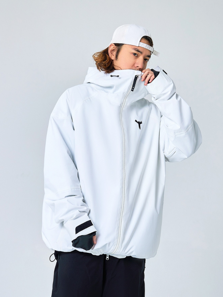 Winter Ticket Freeski White Oversized Shell Jacket - SOMOSKiiii - Snowears-snowboarding skiing jacket pants accessories