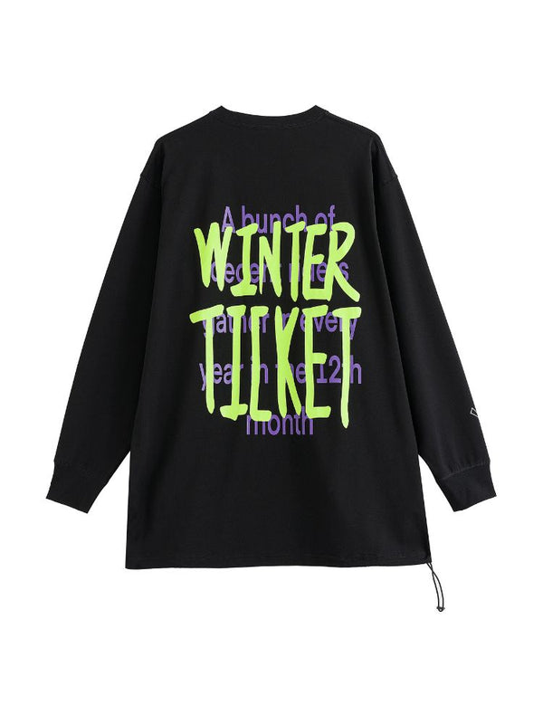 Winter Ticket Hip-Hop Snowboarding Pullover Top - Unisex - Snowears- Shirts & Tops