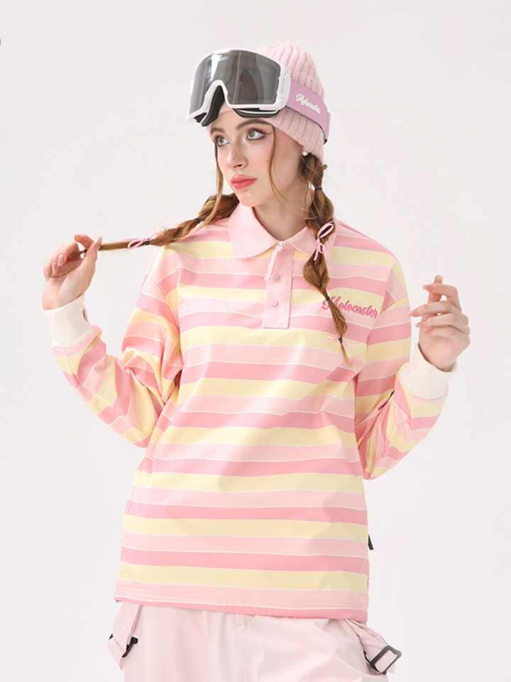 Molocoster Pink Striped Ski Pullover - Women's - Snowears- Hoodies & Sweaters