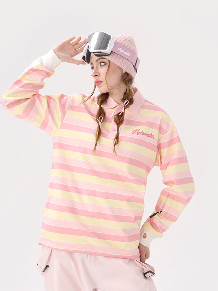 Molocoster Pink Striped Ski Pullover - Women's - Snowears- Hoodies & Sweaters