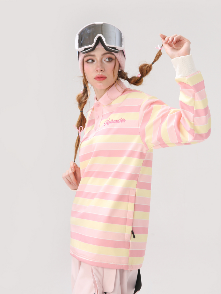 Molocoster Pink Striped Ski Pullover - Women's - Snowears- Hoodies & Sweaters