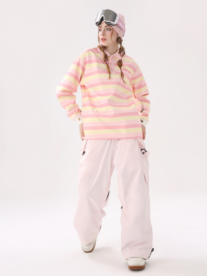 Molocoster Pink Striped Ski Pullover - Women's - Snowears- Hoodies & Sweaters