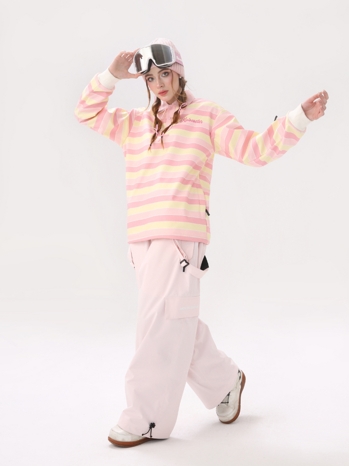 Molocoster Pink Striped Ski Pullover - Women's - Snowears- Hoodies & Sweaters